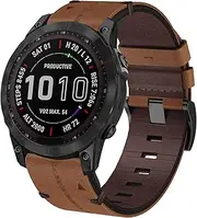 Leather Garmin Fenix 7 Strap, 22mm Genuine Leather Band QuickFit Replacement Strap for Garmin Fenix 7/Fenix 6/Fenix 6 Pro/Fenix 5/Fenix 5 Plus/Forerunner 935/945/Instinct 2/Approach S62/S60/Quatix 6/5