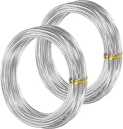 uxcell 2-Rolls 2.5mm Bonsai Training Wire, 32.8 Feet Total Anodized Aluminum Bonsai Wires for Bonsai Tree Shaping/Branches Fixing/Trunk Holding/DIY Crafting [16.4ft Each, Silver]