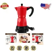 Quick Brew Electric Moka Pot - 6-Cup Aluminum Espresso Machine for Home & Travel