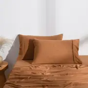 Dreamaker Superfine Washed Microfibre Standard Pillowcase Twin Pack - Rust