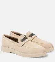 [Brunello Cucinelli] Brunello Cucinelli Monili suede penny loafers AU 7 white