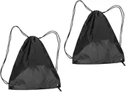 PAMINGONO Motorcycle Helmet Bag 2 Pack Drawstring Sackpack for Sports Gym Cycling Waterproof Black Lightweight Storage