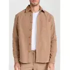 Hugo Boss Men's Long Sleeve BOSS Owen Patch Pocket Overshirt Relaxed Fit Beige