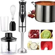 Stainless Steel Hand Blender, 4-in-1 Stick Blender 2000W, 2 Blending Speeds, BPA-Free Plastic Beaker, For Mashed Potatoes, Creams, Mayonnaise