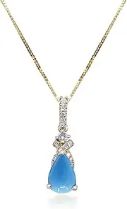 [Gin & Grace] Women's 14K Yellow Gold Genuine Turquoise And Diamonds (I1) Pendant (GJ17561P-TU)
