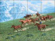 Western Tile Backsplash Ralph Delby Ceramic Mural Horse RDA013