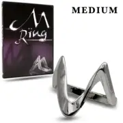 M RING Magic Trick Silver Medium Size 9 + DVD Ultimate Hold Out Device Vanishing