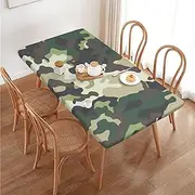Abstract Camo Pattern Rectangular Tablecloth Table Cover for 4 Foot Tables, Waterproof Fitted Elastic Edged Table Cloth for Indoor Outdoor Party Wedding Picnic Patio, 4 Ft/48x30 inch
