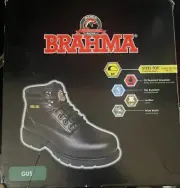 Brahma Men's Gus Steel Toe Work Boots Black 7 1/2 Wide Width Lace Up New
