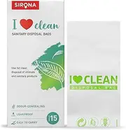 Sirona Sanitary Disposal Bags Pcs | for Discreet Disposal of Tampons, Condoms, Diaper, Sanitary Pads, Panty Liner | Bathroom Trash Bag (15 Bags)