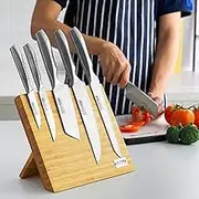 Kleva Range Magnetic Bamboo Knife Block – Double-Sided Knife Holder for Safe, Stylish Storage | Space-Saving Knife Organizer with Strong Magnets | Modern Countertop Stand (Knives Not Included)