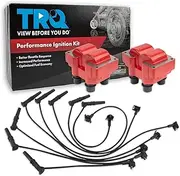 TRQ Ignition Coil & Spark Plug Wire Kit Compatible with 1996-1998 Ford Mustang
