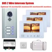 7"BUS 2 Wire Video Door Phone Doorbell Intercom Kit 1/2/3/4 Monitor Night Vision