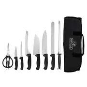 8pc Grill Society Deluxe Portable BBQ Knife/Sharpener Travel Set w/Carry Case