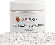 Mica Powder Silver White - 100 Gram/ 3.5 Ounce Fine Shimmer Pigment, Natural Non- Toxic Colorant Dye for Crafts Soap Making Bath Bomb Epoxy Resin Paints Acrylics Rubber Clay Kids Slime Nail Polish