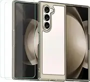 [FZZSZS] Case for Samsung Galaxy Z Fold6 + 2 Pack Tempered Glass Screen Protector Protective Film,Slim Transparent Black Protection Case Cover for Samsung Galaxy Z Fold6 (6.4")