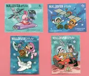 Maldive 1988 Walt Disney Topolino Paperino Pippo Minnie Spazio Space MNH**OG