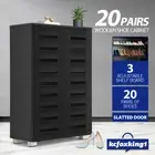 4 Tier Shoe Storage Cabinet Shoe Rack Shelf Organiser Cupboard 20 Pairs Black