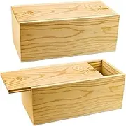 BILLIOTEAM 2 Pack Unfinished Wood Storage Box with Slide Lid,Blank Natural Wood Box Case Container for Christmas,Wedding,Party,Gift Jewelry Box,DIY Craft,Hobbies,Home Storage(7.87" x 3.94" x 3.15")