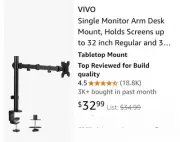 VIVO Single Monitor Desk Mount Fully Adjustable Articulating Stand /for 1 LCD up