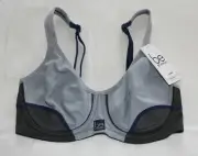 Be By Berlei YXKN PCJ Ladies Grey Blue High Impact Sports Bra Size 10B New