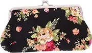 [WOFASHPURET] Retro Embroidered Purse Rose Wallet Floral Clasp Closure Coin Purse Business Present for Women
