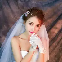 在飛比找樂天市場購物網優惠-新娘手套 新款新娘結婚婚紗婚禮手套蕾絲花邊短款白色蝴蝶結水鑽