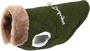 Winter Fleece Warm Dog Jacket Work Clothes Outdoor Windproof Pug Yorkshire Poodle Schnauzer Coat,Green,S