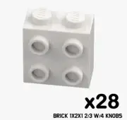 LEGO Lot of 28 BRICK 1X2X1 2/3 W/4 KNOBS WHITE COLOR 6218823 22885