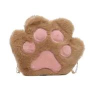 2 Pcs New Children's Coin Purse Cute Bear Paw Plush Chain Zipper Messenger Bag Lovely Girls Accessories Shoulder Bag Kids Purse