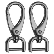 2pcs Detachable Snap Hook Swivel Clasp 3/8" Metal D-Rings Clasp, Gunmetal