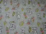 Casual Koalas Grey Flannelette Cotton Fitted Cot Sheet Handmade