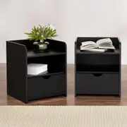 Artiss 2X Bedside Table 1 Drawer Black