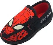 [Marvel] Spider-Man, Boys or Girls Spiderman Slippers with Glow In The Dark Eyes, Red/Black, Size 7-2