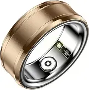 Smart Ring Health Tracker for Men and Women, BT 5.1 NFC Sleep Body Temperature Monitoring Step Counter, IP68 Smart Ring for Video Scrolling Book Page Flipping (Gold)