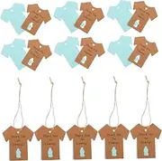 jojofuny 50pcs Thank You Tags for Shower Clothes Hang Tags with String Elegant Party Favor Cards with Thank You for Coming Message for Clothes Bottles Blue Design