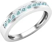 [Dazzlingrock Collection] Round Gemstone Ladies Stackable Anniversary Wedding Band, 14K White Gold
