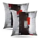 Red and Grey Pillow Cover, Modern Black White Decorative Throw Pillow Cushion