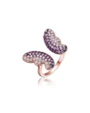 Genevive Two-Tone Plated CZ Butterfly Ring