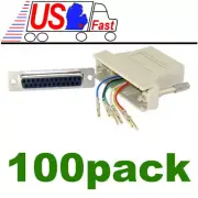 100pcs DB25 pin Female~RJ12/RJ11 Jack Modular Adapter 6P6C 6wire Phone/Telephone