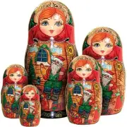 G.Debrekht Russia Nested Dolls Santa Workshop 5 Nest Doll 6.5 in.
