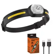 BORUiT Smart Sensor LED Headlamp Head Torch Lamp Light USB Rechargeable Camping