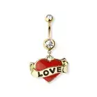 14G Belly Button Rings Surgical steel Love Dangle Heart CZ Navel Ring Piercing