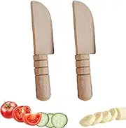 Nwsrayu 2 Pieces Wooden Kids Knife Toddler Knife for Chopping Kids Knifes for Cooking Toddler Knives Children's Safe Knives Cutting Veggies Fruits, Kitchen Tool for 3-10 Years Old