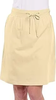[AmeriMark] Women's Stretch Knit Skort Cotton Skort w/Pocket & Drawstring Waist