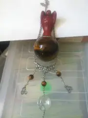 AGATE GUARDIAN ANGEL SUNCATCHER WITH TIGERS EYE & CRYSTALS.(RRP.$95.00( (169a)