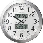 RHYTHM Wall Clock, Radio-Controlled Clock, Office, 36-Chime Function, Temperatur