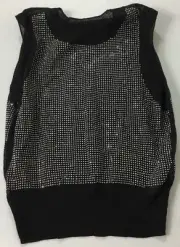 Diesel Women M-Sett Sequin Sheer Vest Shirt $198 Black Size XXS
