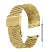 Mesh Watch Bands for Men,Metal Mesh Watch Strap with Tools(22mm, Gold)