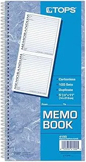 TOPS Memorandum Forms Book, 2-Part, Carbonless, 2 Memos per Page, 100 Sets per Book (4150)